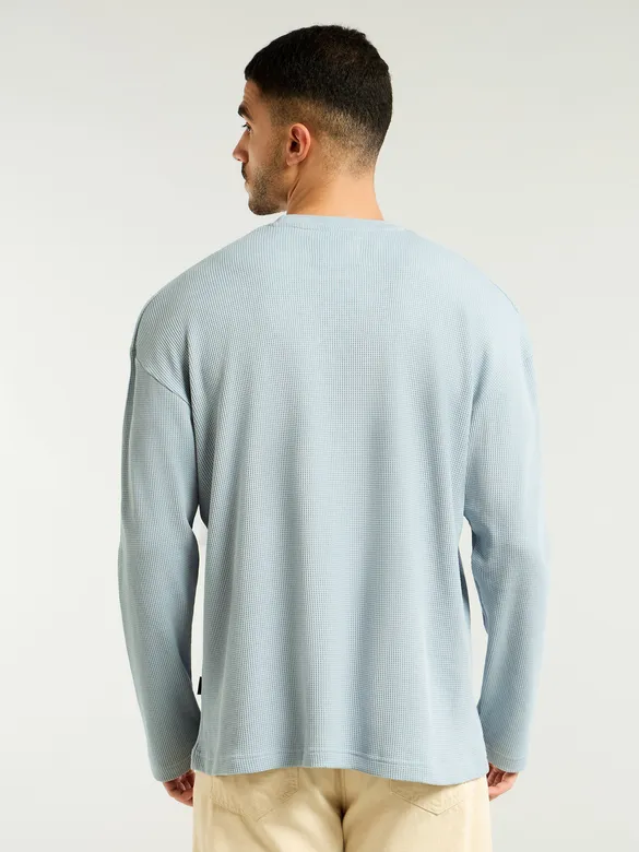 Sky Blue Waffle Texture Oversized T-shirt