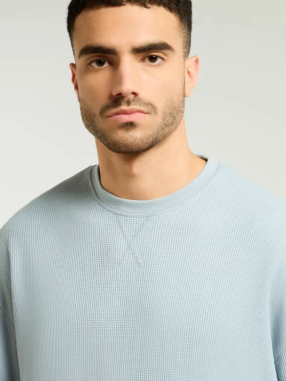 Sky Blue Waffle Texture Oversized T-shirt