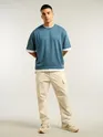 Smoky Blue Jersey Knit Oversized T-Shirt