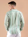 Soft Aqua Stripe Mandarin Collar Shirt