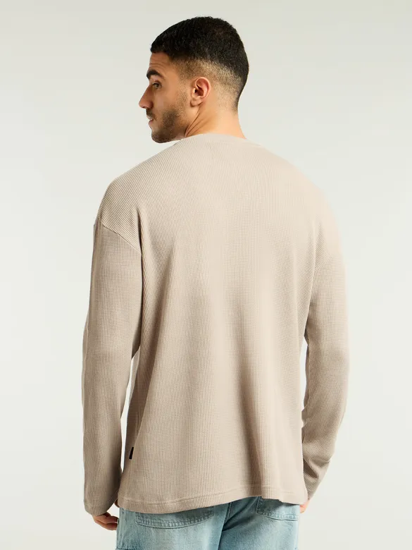 Soft Beige Waffle Texture Oversized T-shirt
