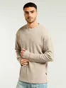 Soft Beige Waffle Texture Oversized T-shirt