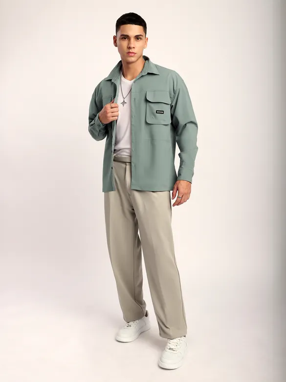 Space Grey Baggy Pocketed Shirt