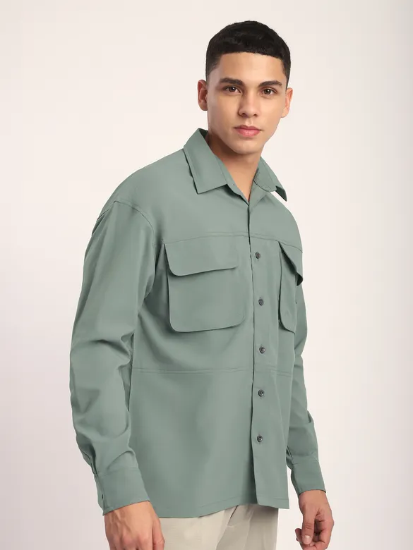 Space Grey Baggy Pocketed Shirt