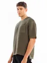 Tan Brown Textured Oversized T-shirt