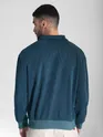 Teal Blue Polo Collar Sweatshirt