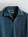 Teal Blue Polo Collar Sweatshirt