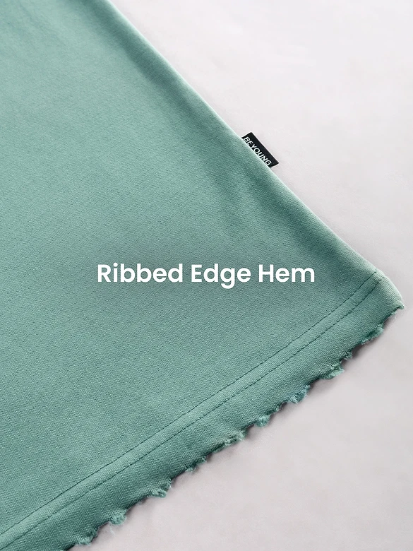 Teal Green Peace Printed Ribbed Edge Oversized T-Shirt