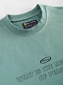 Teal Green Peace Printed Ribbed Edge Oversized T-Shirt