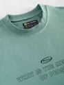 Teal Green Peace Printed Ribbed Edge Oversized T-Shirt