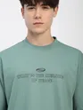 Teal Green Peace Printed Ribbed Edge Oversized T-Shirt