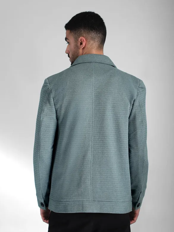 True Blue Textured Pocketed Jacket