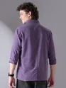 Violet Plain Suede Urban Shirt for Men