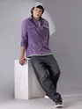 Violet Plain Suede Urban Shirt for Men