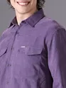 Violet Plain Suede Urban Shirt for Men