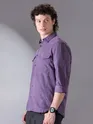 Violet Plain Suede Urban Shirt for Men