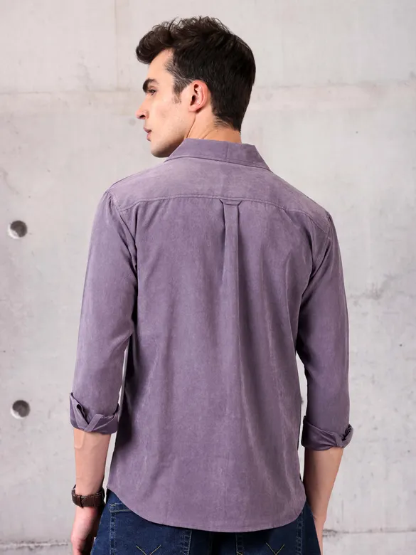 Violet Solid Suede Shirt