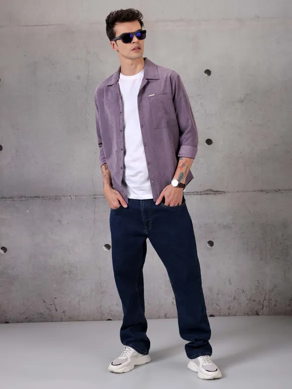 Violet Solid Suede Shirt