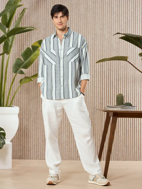 White and Blue Striped Shirt