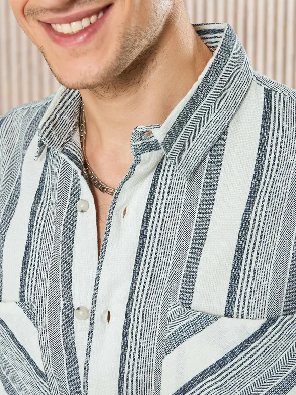 White and Blue Striped Shirt