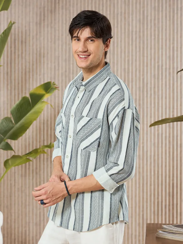 White and Blue Striped Shirt