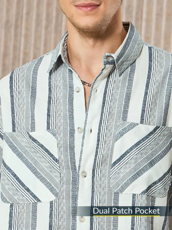White and Blue Striped Shirt