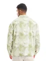 White and Light Olive Shacket-Fit Shirt