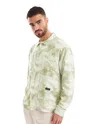 White and Light Olive Shacket-Fit Shirt