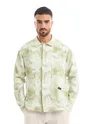 White and Light Olive Shacket-Fit Shirt