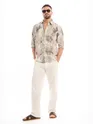 White and Pink Printed Cotton Shirt