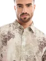 White and Pink Printed Cotton Shirt