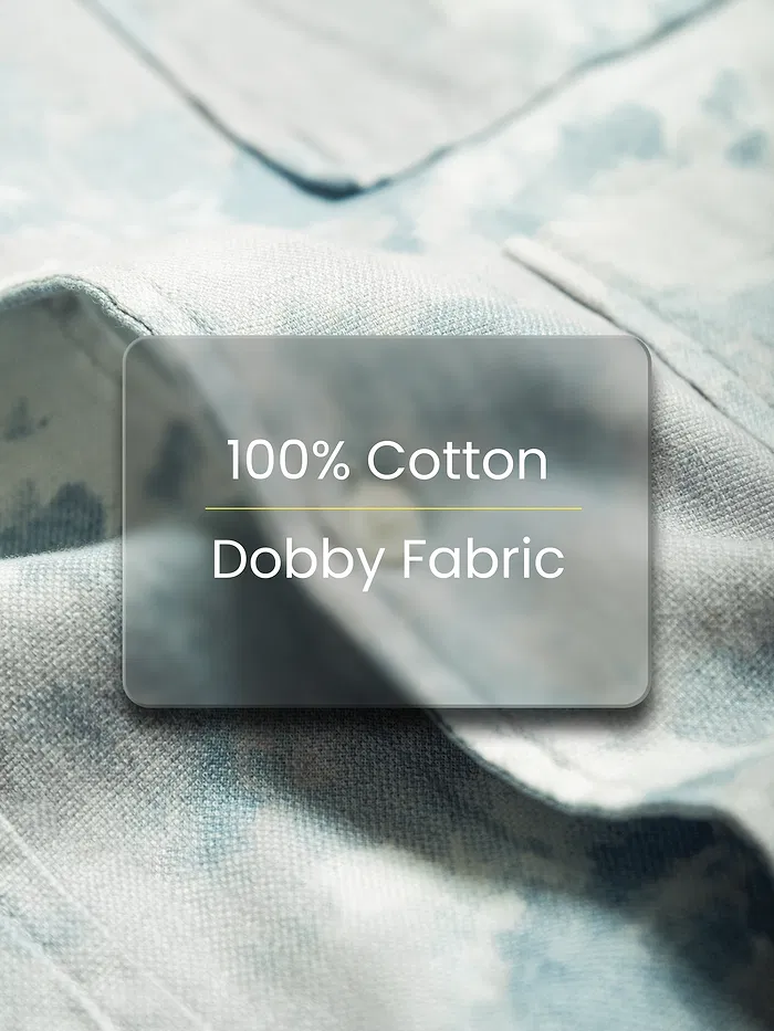 White and Sky Blue Shacket-Fit Shirt