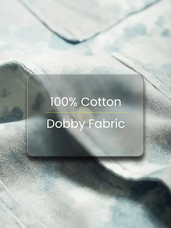 White and Sky Blue Shacket-Fit Shirt