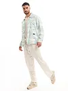 White and Sky Blue Shacket-Fit Shirt