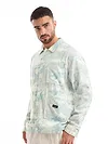 White and Sky Blue Shacket-Fit Shirt