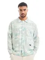 White and Sky Blue Shacket-Fit Shirt