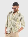 White and Yellow Printed Cotton Shirt