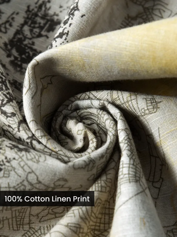 White and Yellow Printed Cotton Shirt