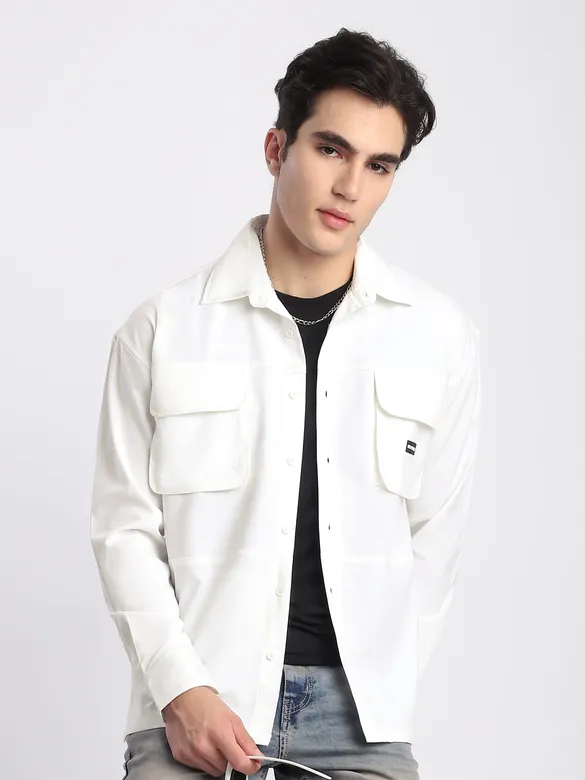 White Baggy Pocketed Shirt