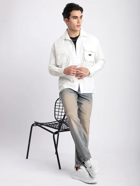 White Baggy Pocketed Shirt