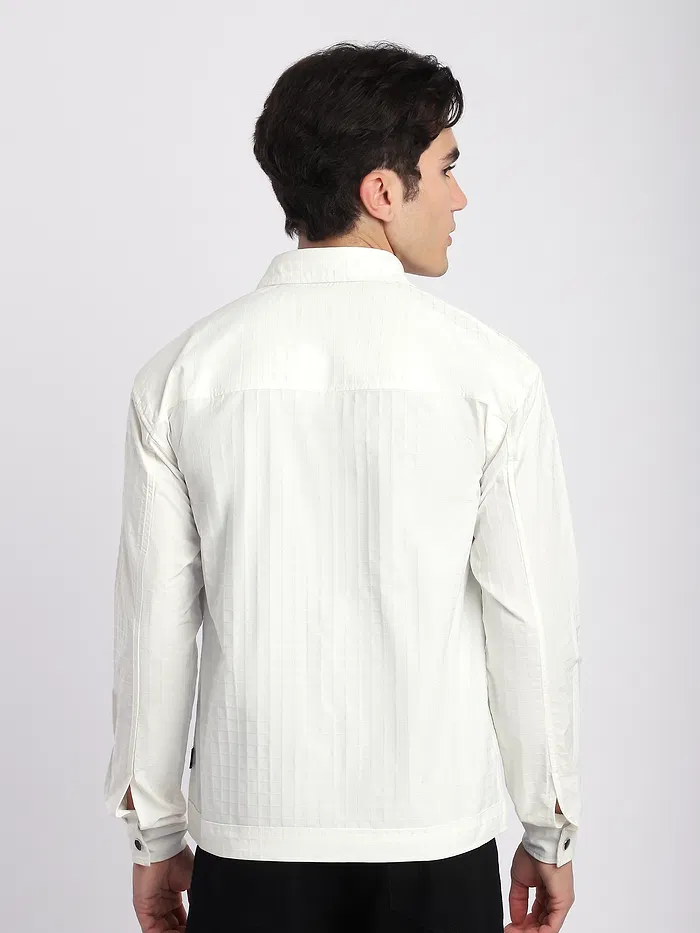 White Block Textured Shacket