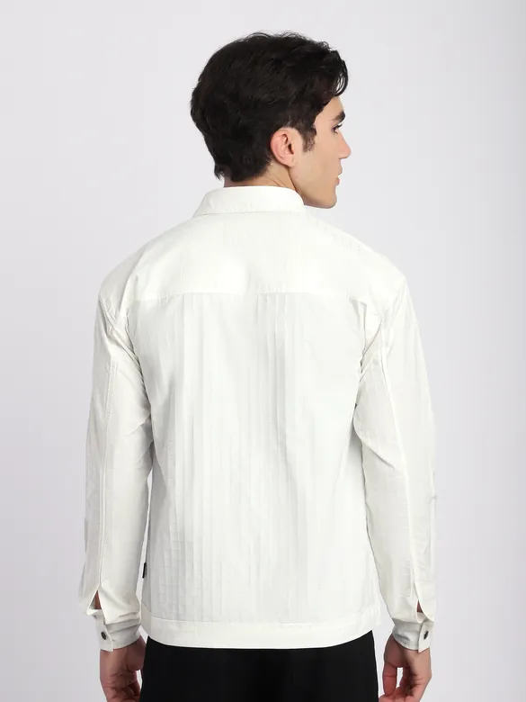 White Block Textured Shacket