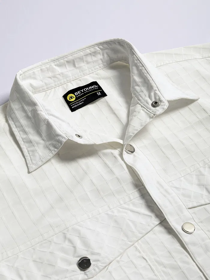 White Block Textured Shacket