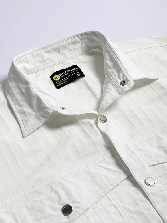 White Block Textured Shacket