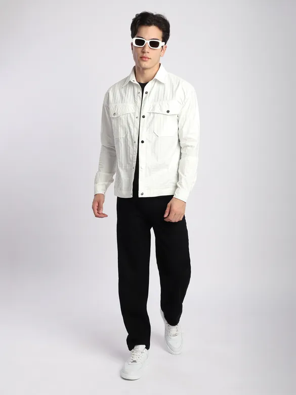White Block Textured Shacket