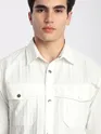 White Block Textured Shacket