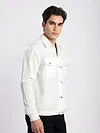 White Block Textured Shacket