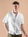 White Cutwork Jacquard Cuban Shirt