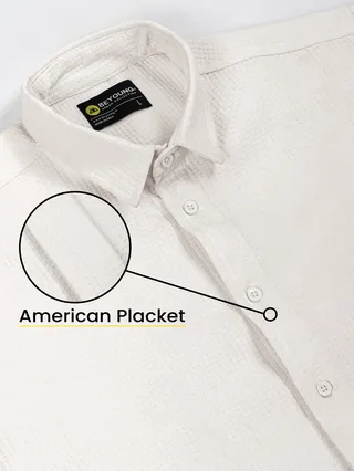 White Full Sleeve Waffle Shirt For Men