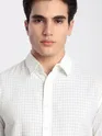 White Jacquard Round Textured Shirt